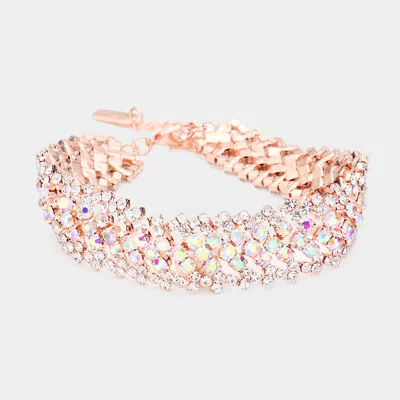 Fashnzfab Bubble Stone Evening Bracelet Ab, Rose Gold In Multi