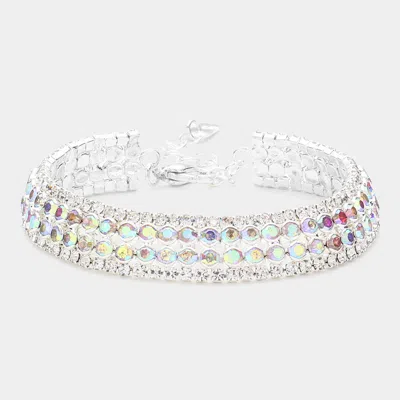 Fashnzfab Bubble Stone Evening Bracelet Ab, Silver In Multi