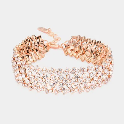 Fashnzfab Bubble Stone Evening Bracelet Clear, Rose Gold
