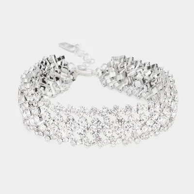 Fashnzfab Bubble Stone Evening Bracelet Clear, Silver In Metallic