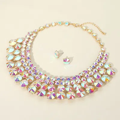 Fashnzfab Bubble Stone Evening Necklace In Blue