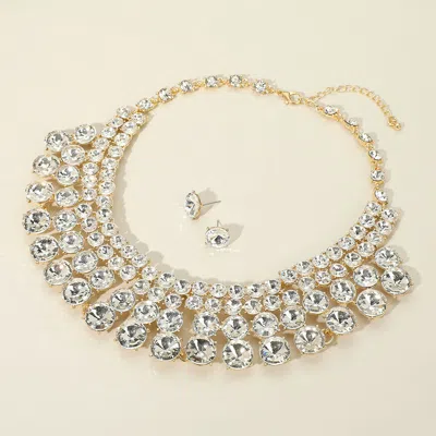 Fashnzfab Bubble Stone Evening Necklace In Gold