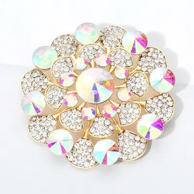 Fashnzfab Bubble Stone Flower Pin Brooch In Multi