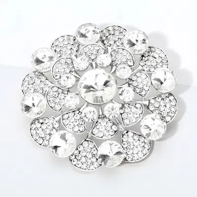 Fashnzfab Bubble Stone Flower Pin Brooch In Silver