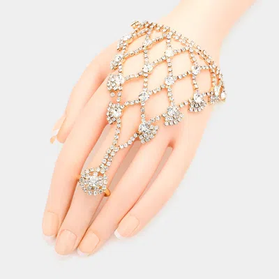 Fashnzfab Bubble Stone Hand Chain Evening Bracelet Gold