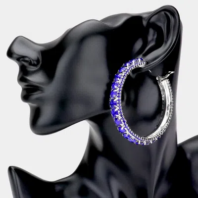 Fashnzfab Bubble Stone Hoop Earrings In Blue