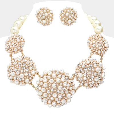 Fashnzfab Bubble Stone Pearl Cluster Dome Link Necklace In Multi