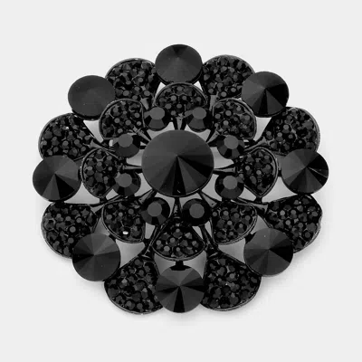 Fashnzfab Bubble Stone Pin Brooch In Black