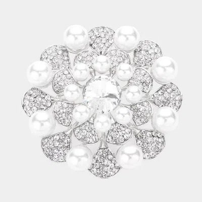 Fashnzfab Bubble Stone Pin Brooch In White