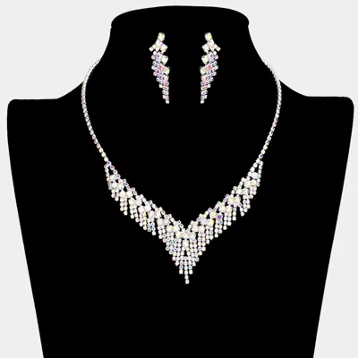Fashnzfab Bubble Stone Rhinestone Necklace In Metallic