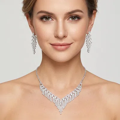Fashnzfab Bubble Stone Rhinestone Necklace In Metallic