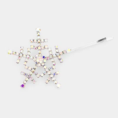 Fashnzfab Bubble Stone Snowflake Hair Bobby Pin In Silver