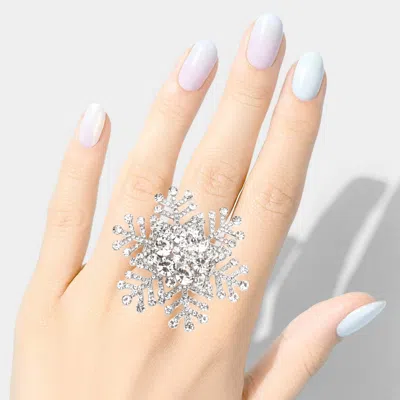Fashnzfab Bubble Stone Snowflake Stretch Ring In Silver
