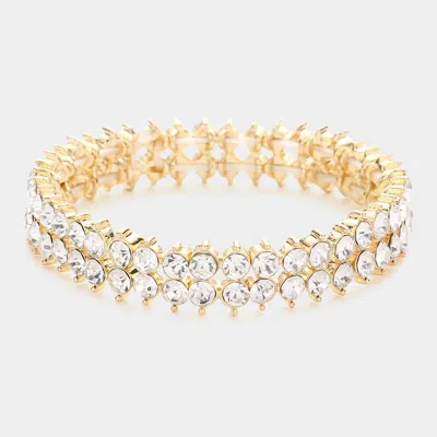 Fashnzfab Bubble Stone Stretch Bracelet In Gold