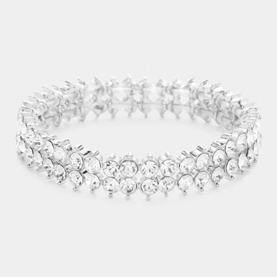 Fashnzfab Bubble Stone Stretch Bracelet In White