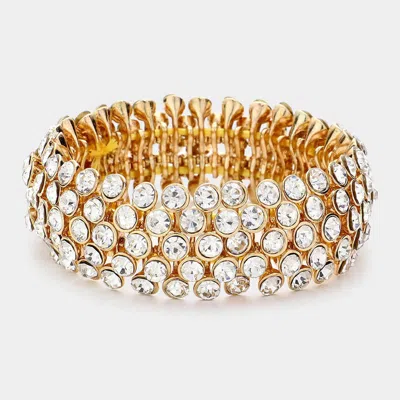 Fashnzfab Bubble Stone Stretch Evening Bracelet Gold