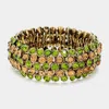 Fashnzfab Bubble Stone Stretch Evening Bracelet Lt Col Topaz, Olive Green In Multi