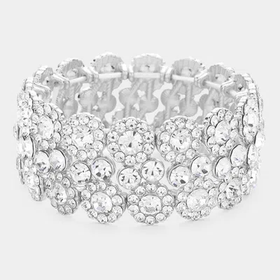 Fashnzfab Bubble Stone Stretch Evening Bracelet Silver