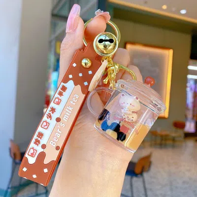 Fashnzfab Bubble Tea Keychains In Brown