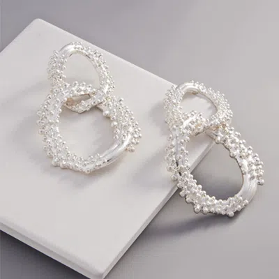 Fashnzfab Bubble Textured Abstract Open Metal Link Dangle Earrings In Metallic