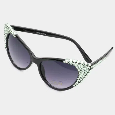 Fashnzfab Bubbly Crystal Cat Eye Sunglasses In Blue