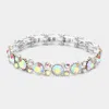 Fashnzfab Bubbly Crystal Round Evening Bracelet Ab, Silver In Multi