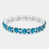 Fashnzfab Bubbly Crystal Round Evening Bracelet Blue Zircon, Silver In Multi