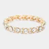 Fashnzfab Bubbly Crystal Round Evening Bracelet Clear, Gold In Multi