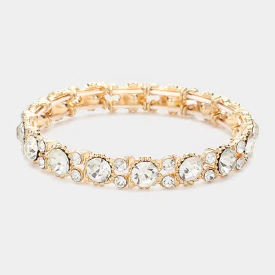 Fashnzfab Bubbly Crystal Round Evening Bracelet Clear, Gold In Silver