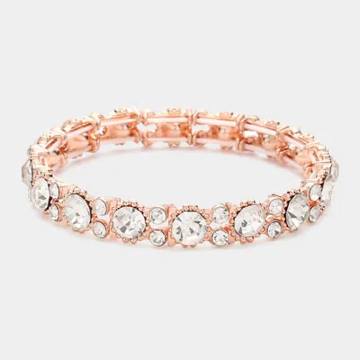 Fashnzfab Bubbly Crystal Round Evening Bracelet Clear, Rose Gold In Multi