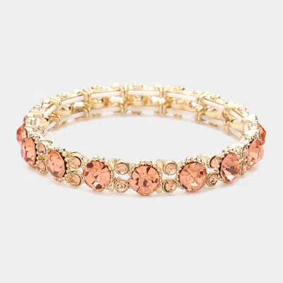Fashnzfab Bubbly Crystal Round Evening Bracelet Gold, Lt Col Topaz In Multi