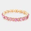 Fashnzfab Bubbly Crystal Round Evening Bracelet Gold, Pink In Multi