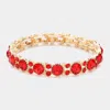 Fashnzfab Bubbly Crystal Round Evening Bracelet Gold, Red In Multi