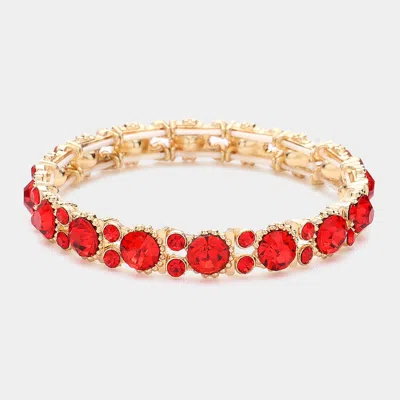 Fashnzfab Bubbly Crystal Round Evening Bracelet Gold, Red In Multi