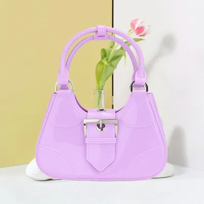 Fashnzfab Buckle Pointed Jelly Shoulder Bag / Hand Bag In Purple