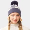 Fashnzfab Buffalo Check Knit Pom Pom Beanie Hat In Blue