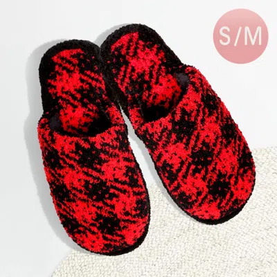 Fashnzfab Buffalo Check Pattern Soft Home Indoor Floor Slippers - Black, Red