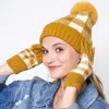Fashnzfab Buffalo Check Patterned Faux Fur Pom Pom Beanie Hat In Yellow