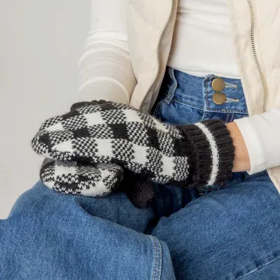 Fashnzfab Buffalo Check Patterned Mitten Gloves In Black