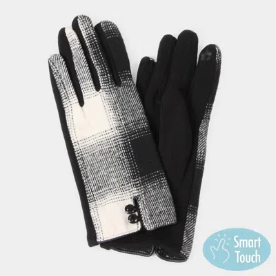 Fashnzfab Buffalo Check Patterned Smart Touch Gloves In Black