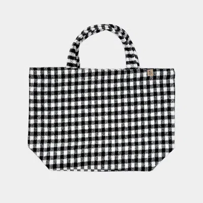 Fashnzfab Buffalo Check Patterned Tote Bag In White