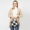 Fashnzfab Buffalo Check Patterned Tote / Crossbody Bag In White