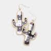 Fashnzfab Buffalo Check Plaid Pattern Rhinestone Cactus Earrings In Multi