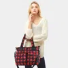 Fashnzfab Buffalo Check Puffer Tote Bag In Red