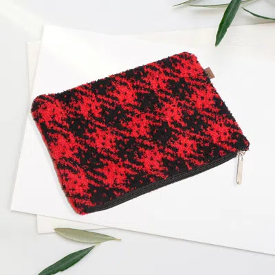 Fashnzfab Buffalo Check Travel Pouch Small In Red