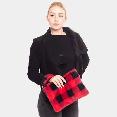 Fashnzfab Buffalo Plaid Check Crossbody / Wristlet Clutch Bag In Red
