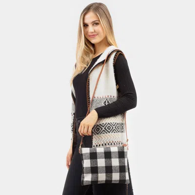 Fashnzfab Buffalo Plaid Cossbody / Wristlet Bag In Black