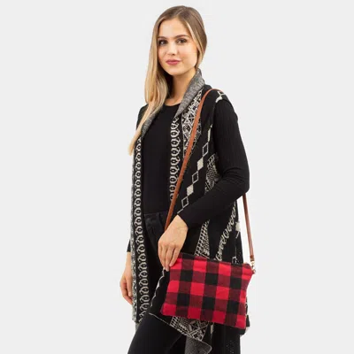 Fashnzfab Buffalo Plaid Cossbody / Wristlet Bag In Red