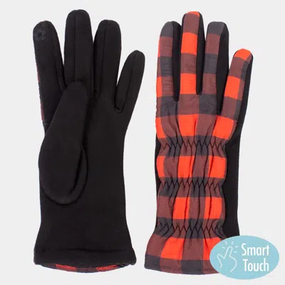Fashnzfab Buffalo Plaid Smart Touch Gloves In Black