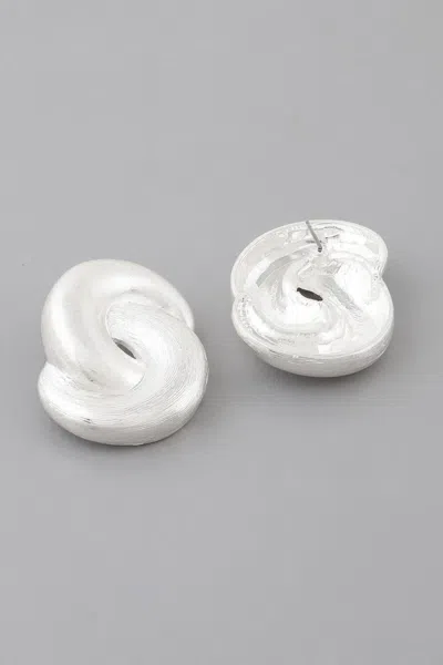 Fashnzfab Bulky Double Knot Earrings In Silver